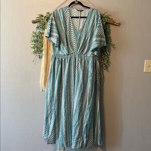 BloomChic Teal and White Chevron Dress